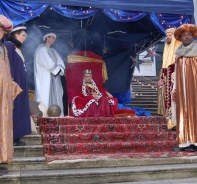 Herodes auf dem Thron an den Weihnachtsspielen von Solothurn.