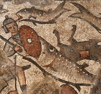 Ausgegrabenes Mosaik in Hukkok