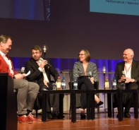 Podium fr drei CEOs: Markus Baumgartner interviewte Nik Gugger, Kristine Braden und Hans Hess